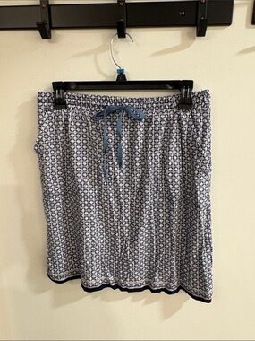 Max Studio Blue Printed A-Line Drawstring Skirt